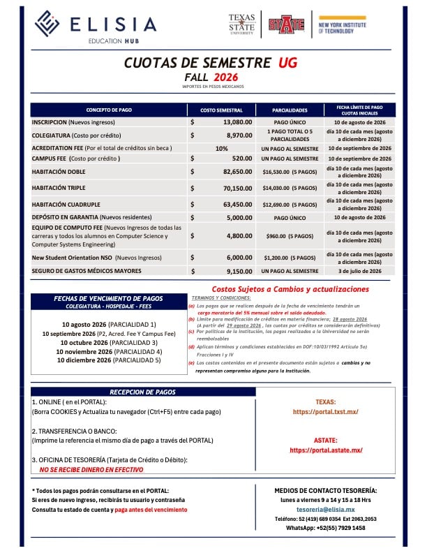 Fall 2026 Fee. Espanol
